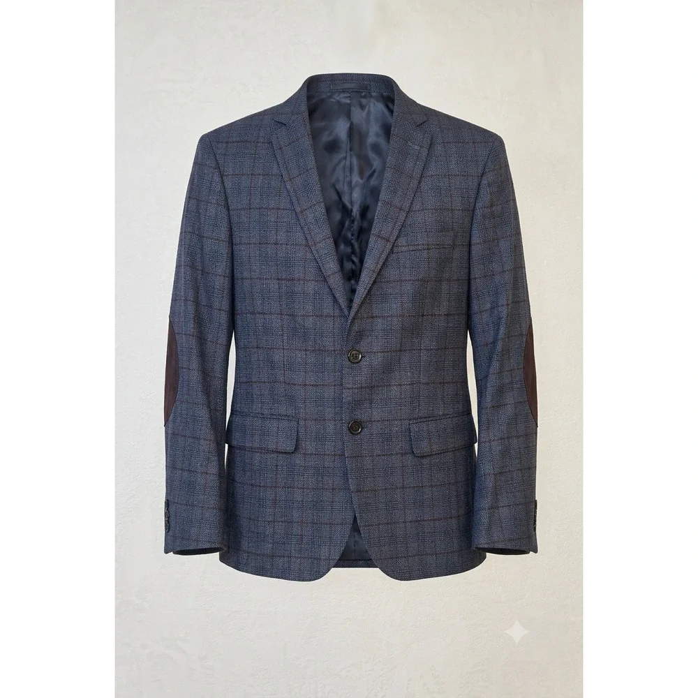 Lauren Ralph Lauren Boys Blue Plaid Blazer Elbow Patches Sport Coat Size 16R